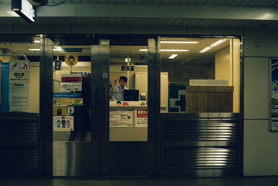 people inside building during night, japan, osaka, clock, metro, HD wallpaper