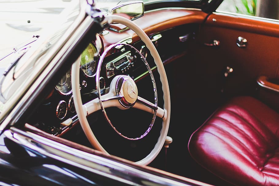 Photography of Red Leather Vehicle Interior, auto, automobile HD wallpaper