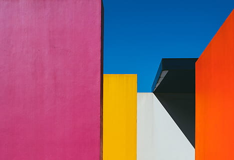multicolored painted building walls, brazil, art, inhotim museum HD wallpaper