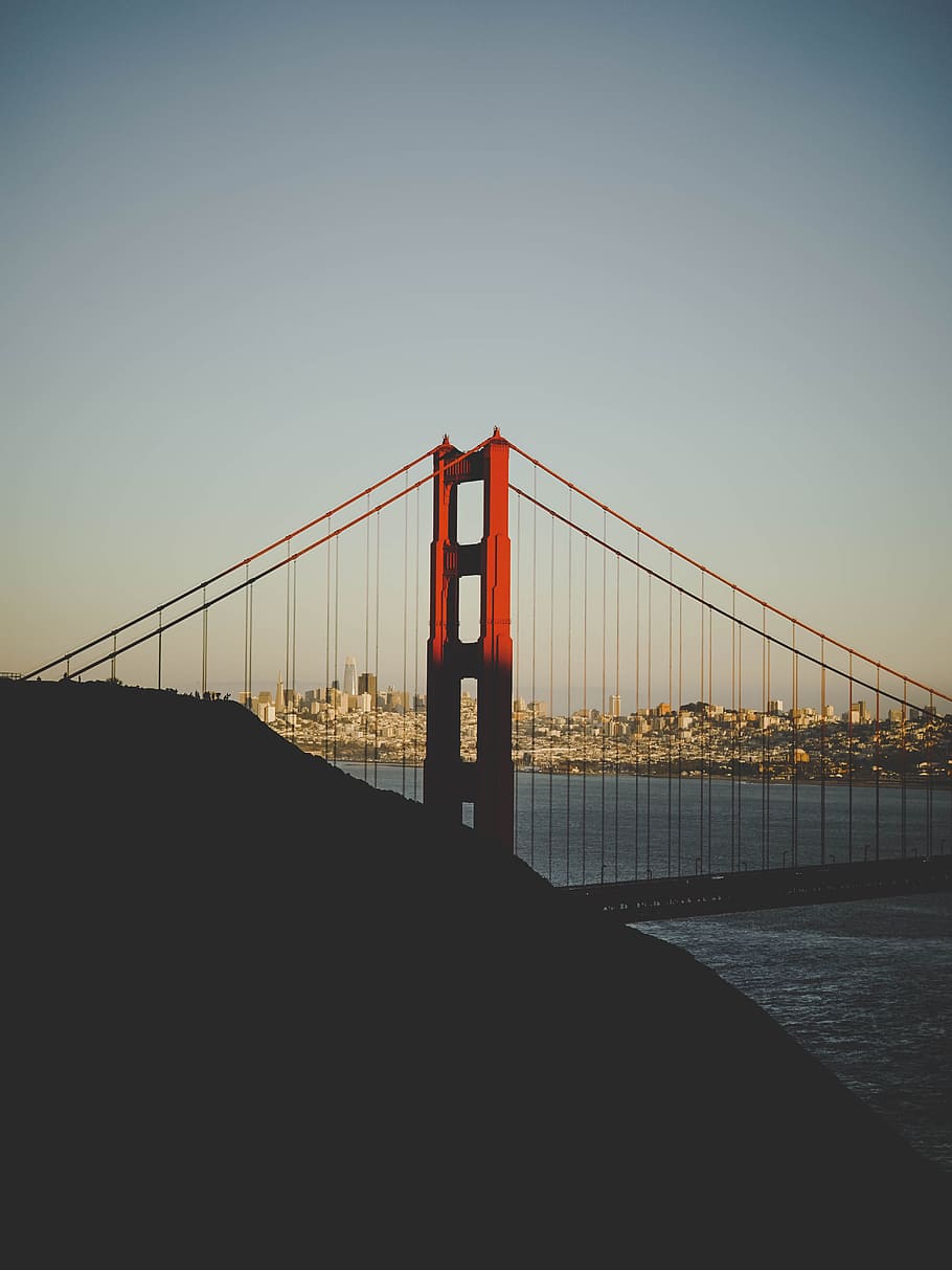 Golden Gate Bridge, San Francisco, sunlight, sunkissed, structure, HD wallpaper