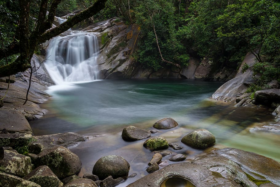 Body of Water, cascade, flow, landscape, long exposure, nature HD wallpaper