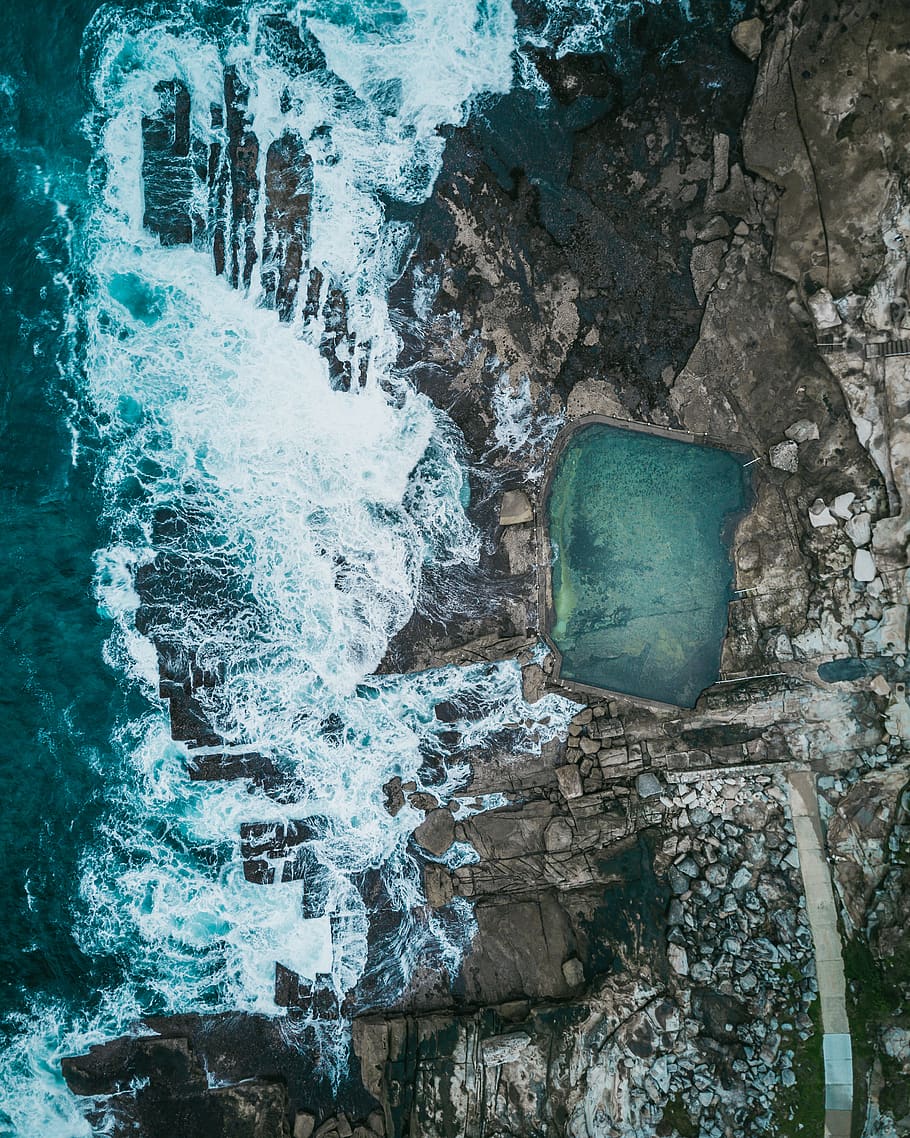 water, day, no people, blue, rock, nature, outdoors, solid HD wallpaper
