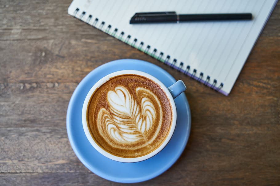 coffee, notebook, the work, pen, cup, office, study, to write HD wallpaper