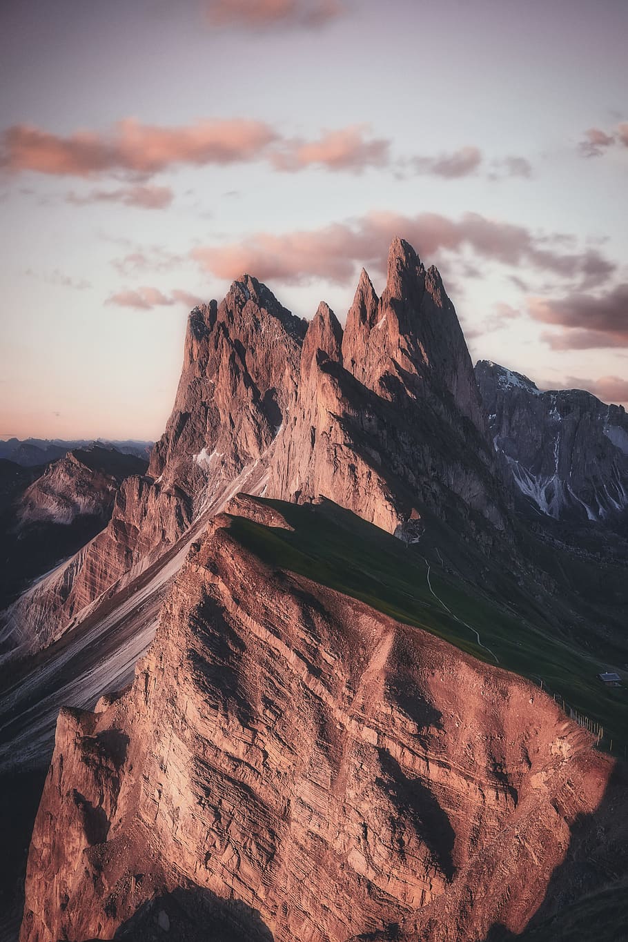 brown mountain under gray sky, cloud, sunset, sunrise, hike, peak HD wallpaper