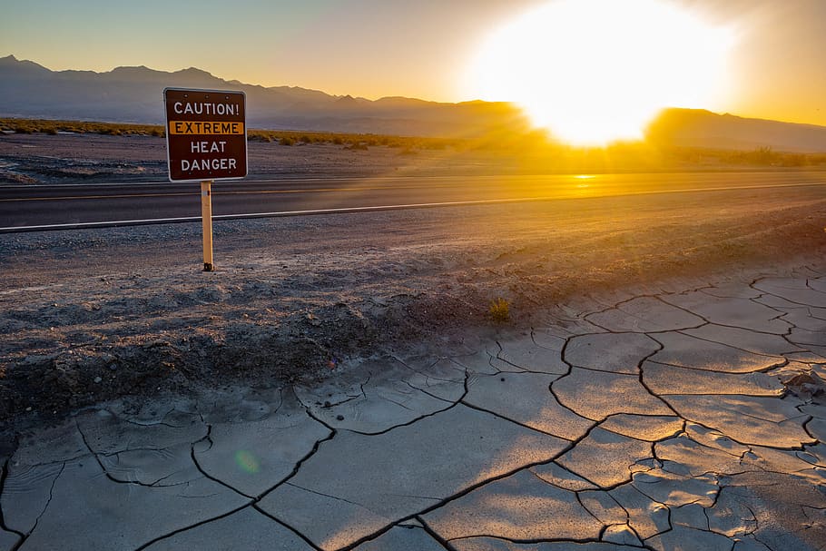drought land, sign, sky, text, communication, sunset, nature HD wallpaper