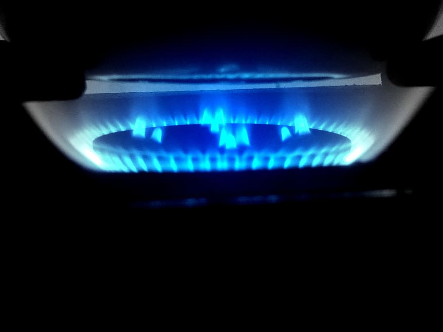 gas, flame, blue, texture, colour, fire, stove, burner - stove top, HD wallpaper