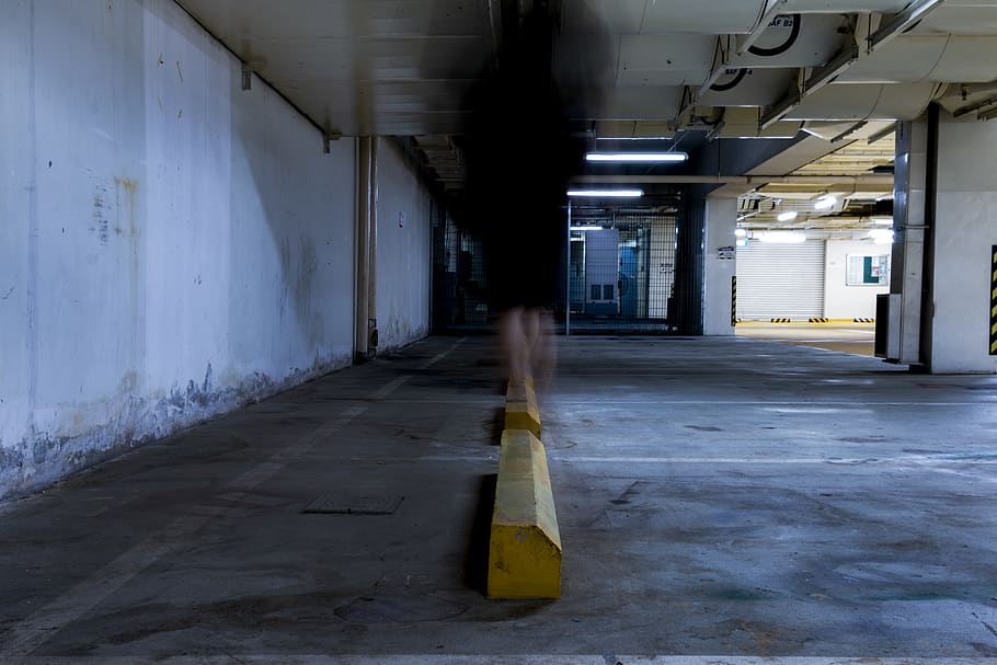human, person, corridor, flooring, concrete, automobile, car HD wallpaper