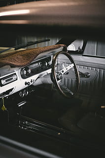 black and silver steering wheel, car, interior, race, fast, old HD wallpaper