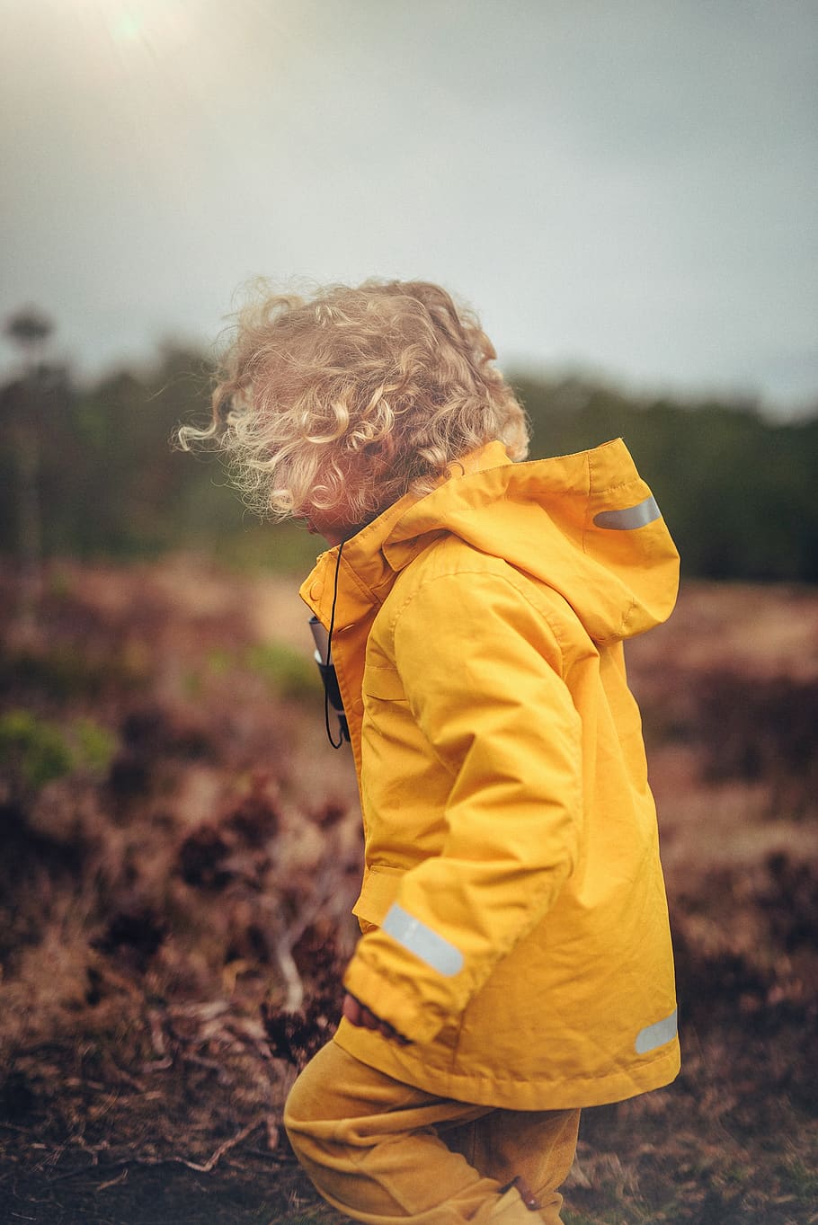 child wearing yellow jacket, one person, focus on foreground HD wallpaper