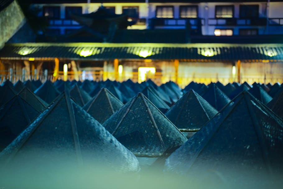 gray concrete roof, illuminated, night, no people, architecture HD wallpaper