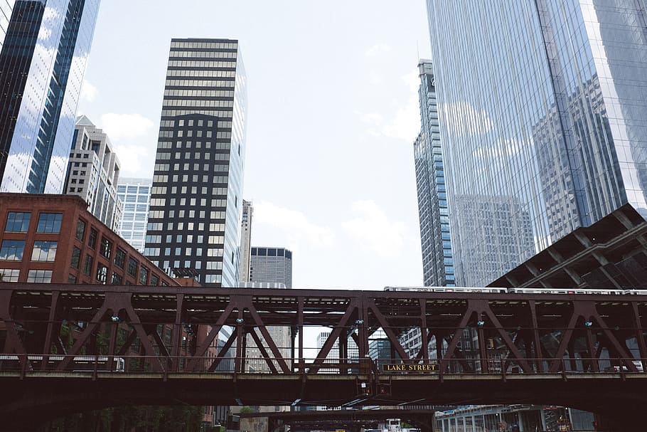 Lake street Chicago, america, architecture, background, blue HD wallpaper