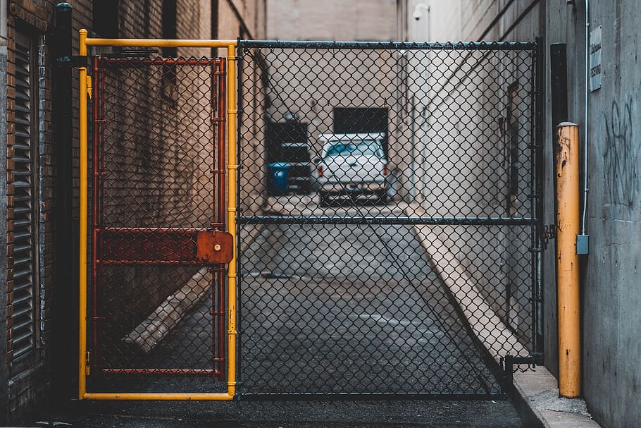 architecture, building, infrastructure, garage, gate, fence HD wallpaper