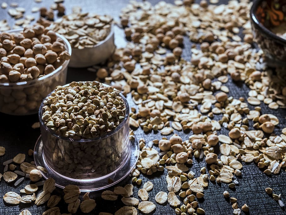 Bunch of Nuts Served on Bowls, beans, brown, cereals, chickpea HD wallpaper