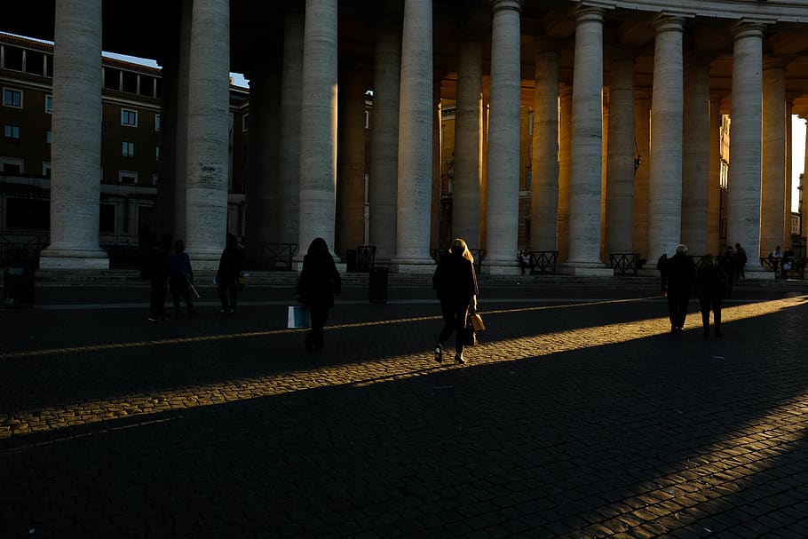 path, walkway, human, person, st peter square, rome, column HD wallpaper