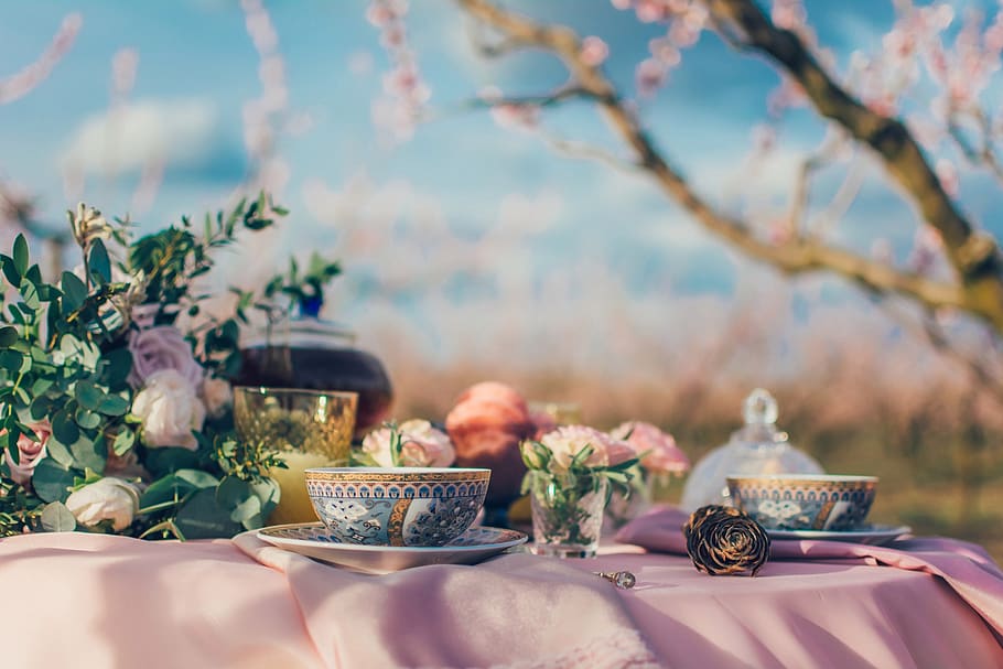 tea, cup, drink, table, traditional, nature, plant, flower HD wallpaper