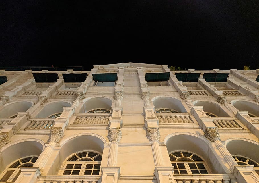 building, dome, flare, light, vadodara, mangaldeep complex HD wallpaper