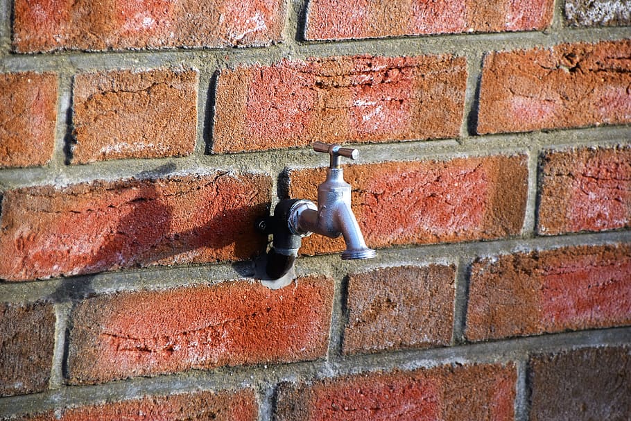 gray faucet, brick, indoors, sink, kirchenstraße 57, germany HD wallpaper