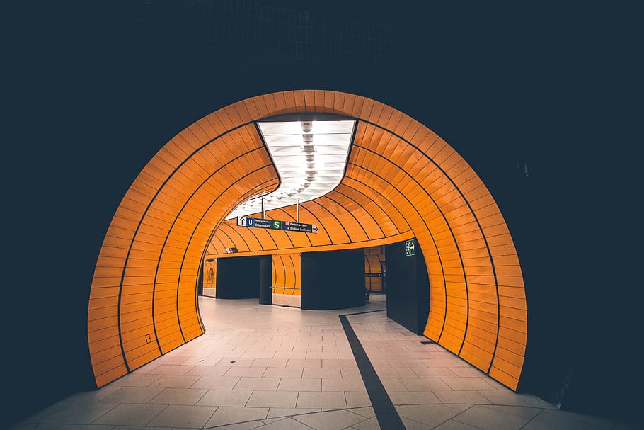 architecture, tunnels, subway, cylinder, tube, lights, shadows HD wallpaper