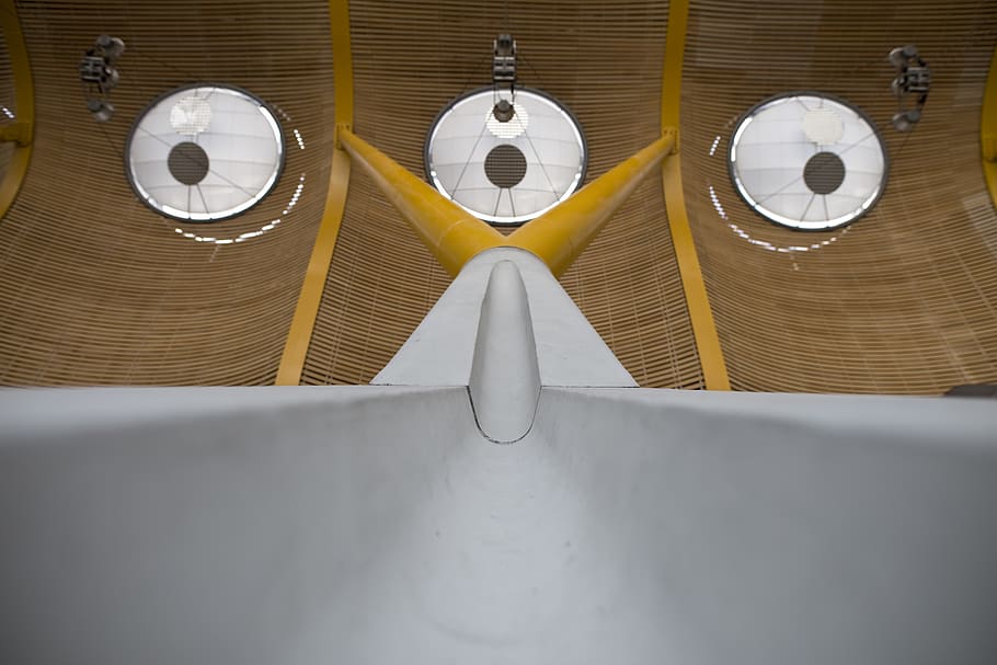 architecture, madrid, airport, hanging, indoors, low angle view HD wallpaper