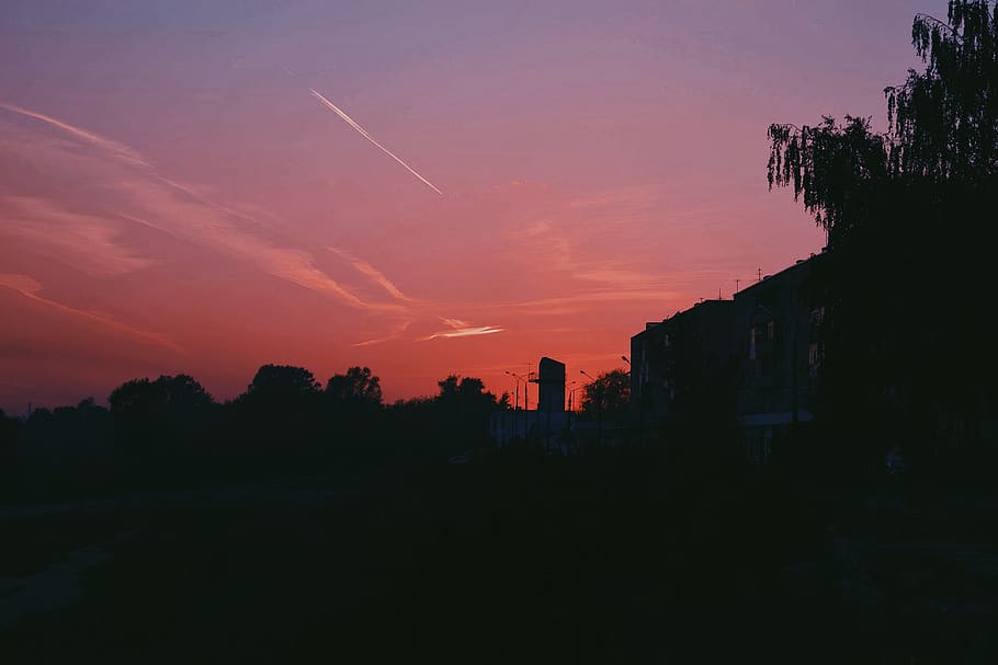 city, sky, sunset, silhouette, built structure, building exterior HD wallpaper