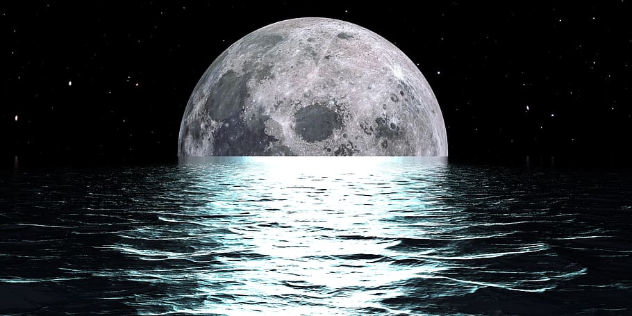 Moon reflection on water 1080P, 2K, 4K, 5K HD wallpapers free download, sor...