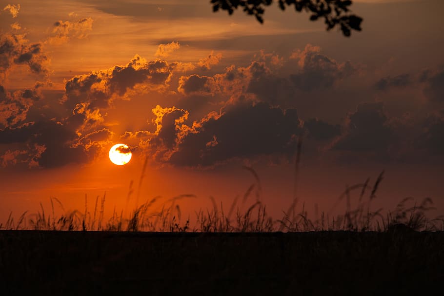 sunset, evening, sky, dusk, nature, landscape, mood, abendstimmung HD wallpaper
