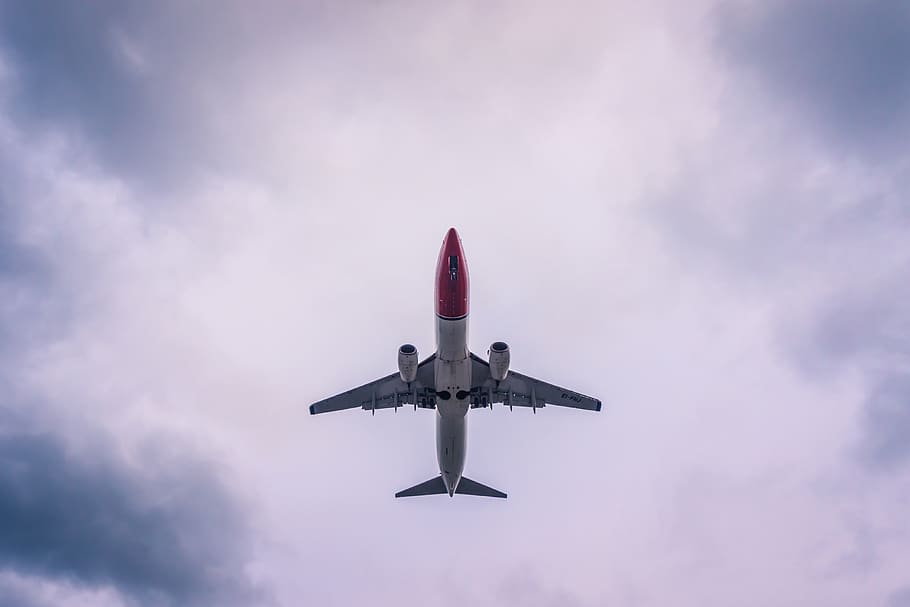 flying plane on sky, air vehicle, airplane, cloud - sky, transportation HD wallpaper