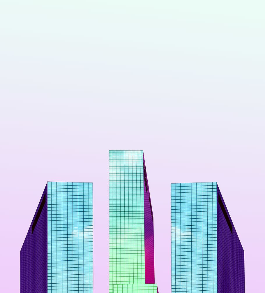 three tall buildings digital wallpaper, architecture, built structure, HD wallpaper