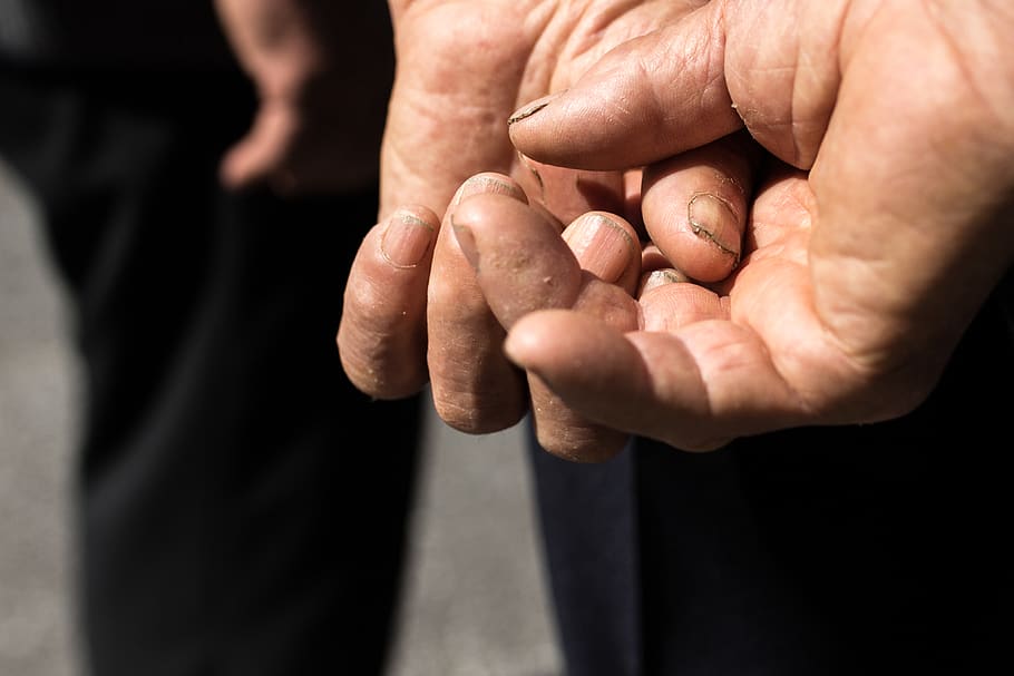 Photo of Person's Hands, adult, dirty, elder, elderly, elderly man HD wallpaper