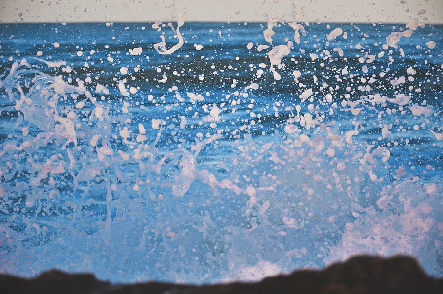 splashing, sea, ocean, water, wave, motion, nature, aquatic sport HD wallpaper