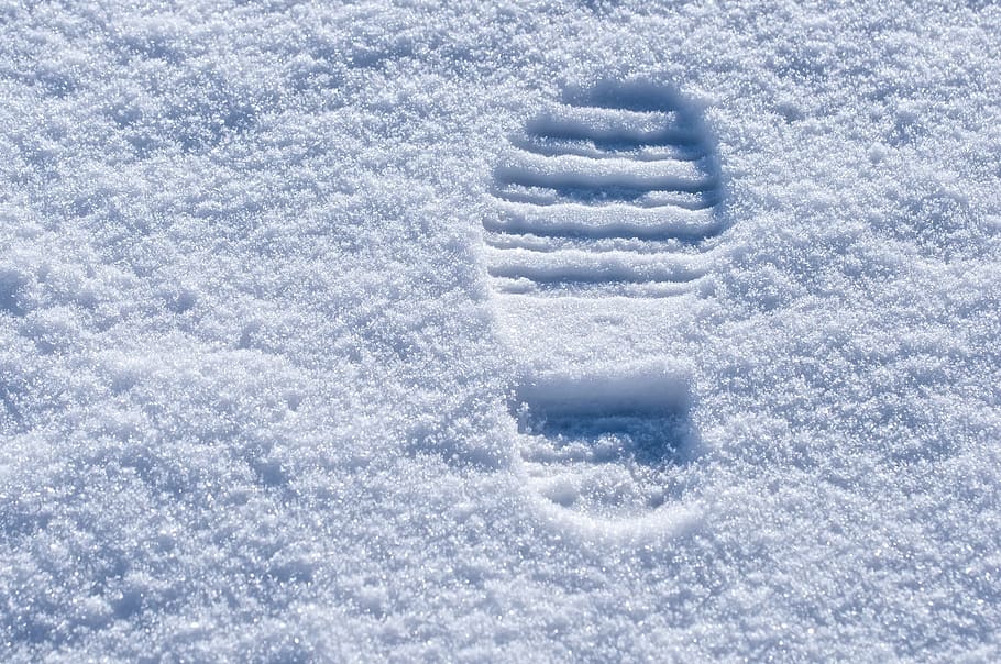 trace, step, mark, foot, footstep, winter, snow, ice, cold temperature, HD wallpaper