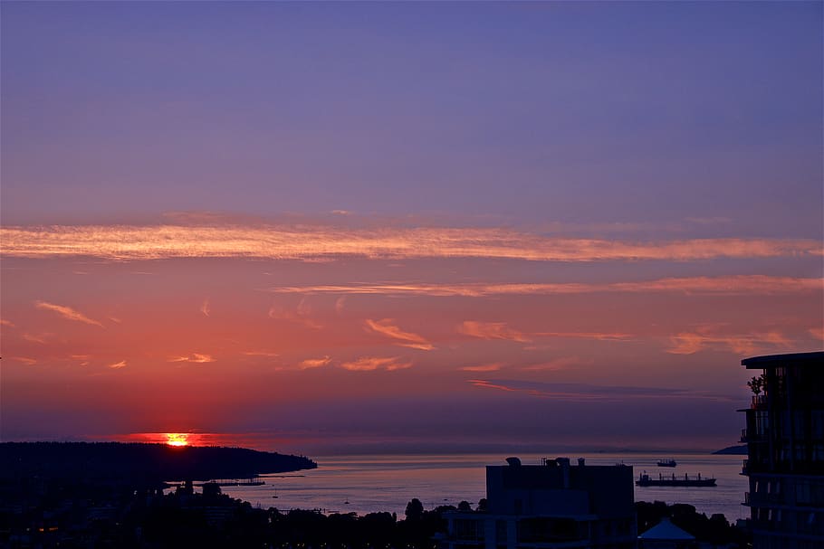 vancouver, canada, central, sunset, english bay, sky, architecture HD wallpaper