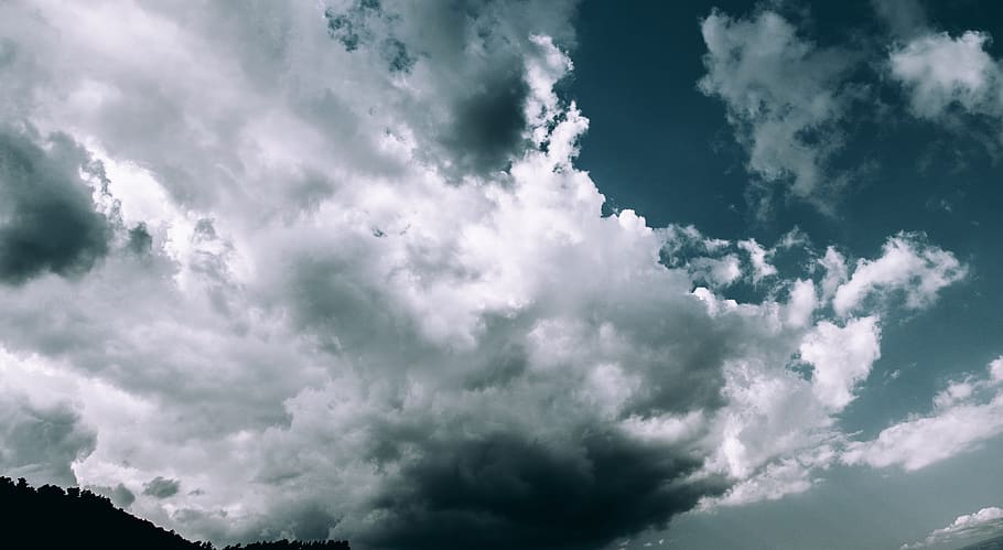 greece, kavala, mountain, trees, nature, clouds, blue, skyline HD wallpaper