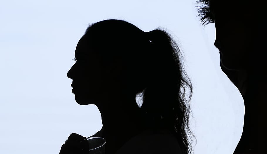 silhouette, woman, shadow, head, discussion, thoughts, reflection, HD wallpaper