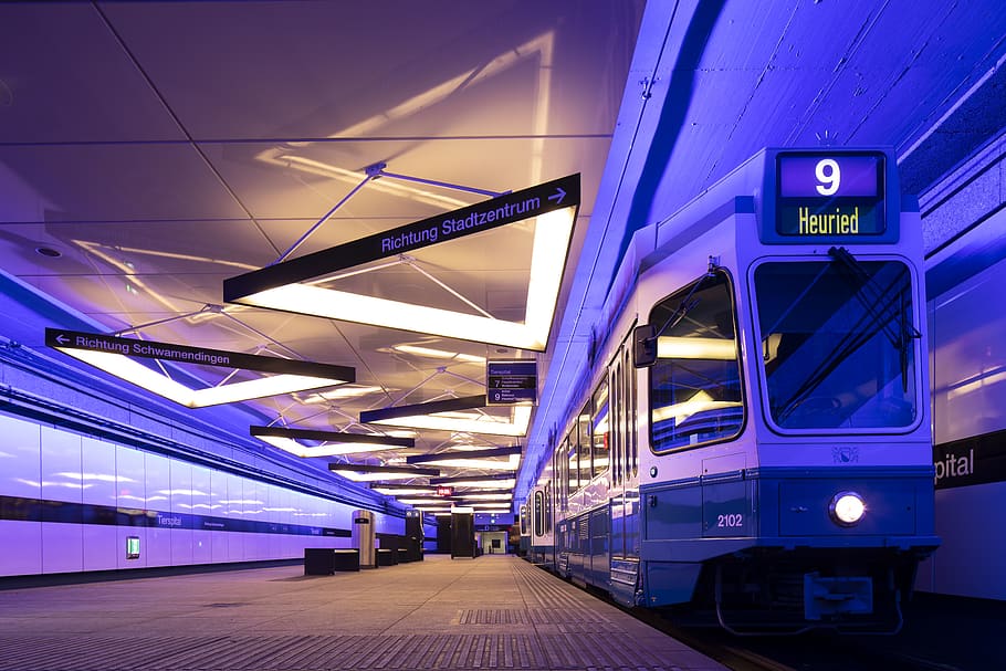white and black train, illuminated, transportation, architecture HD wallpaper