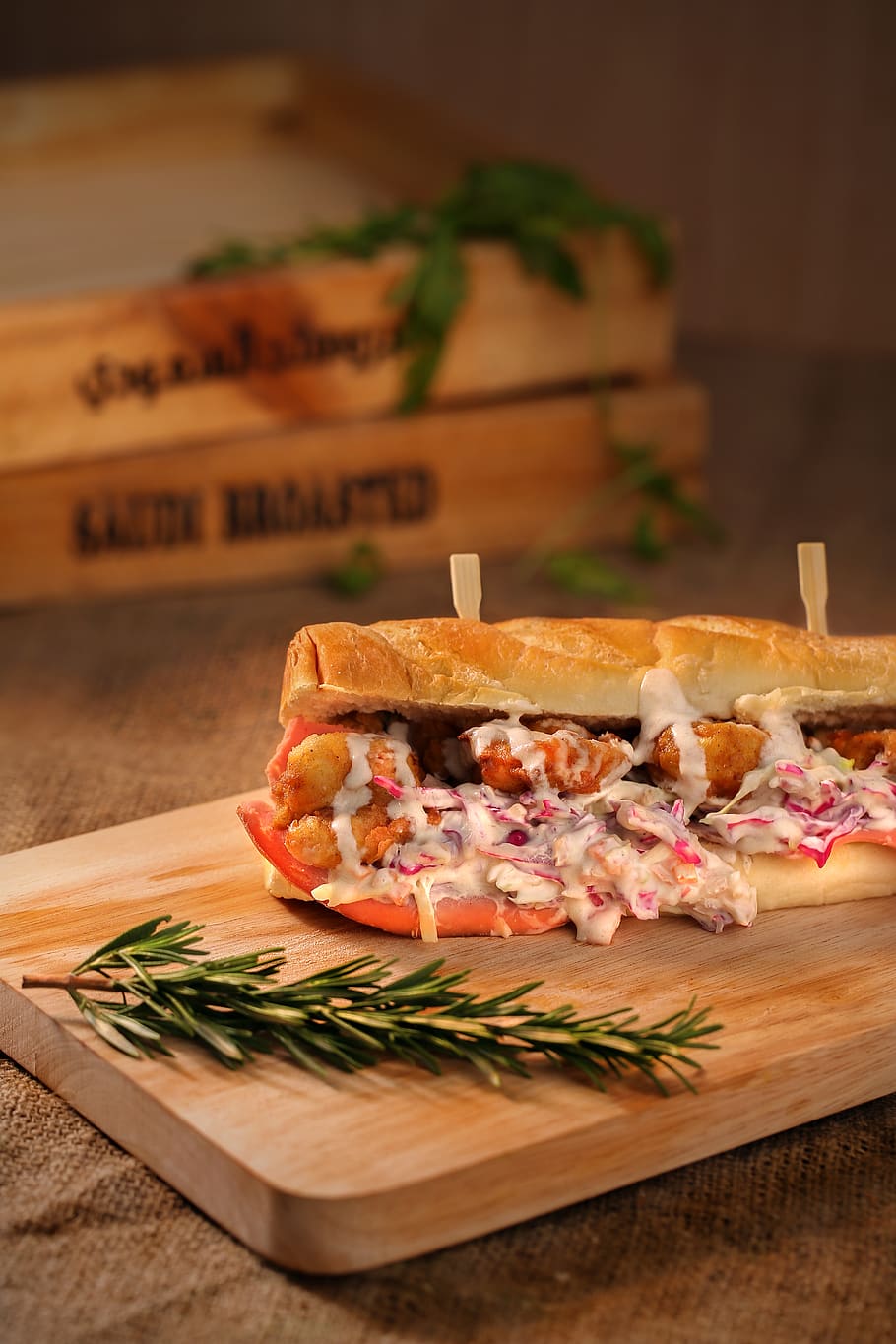 Hotdog Bun on Brown Surface, blurred background, bread, close-up HD wallpaper