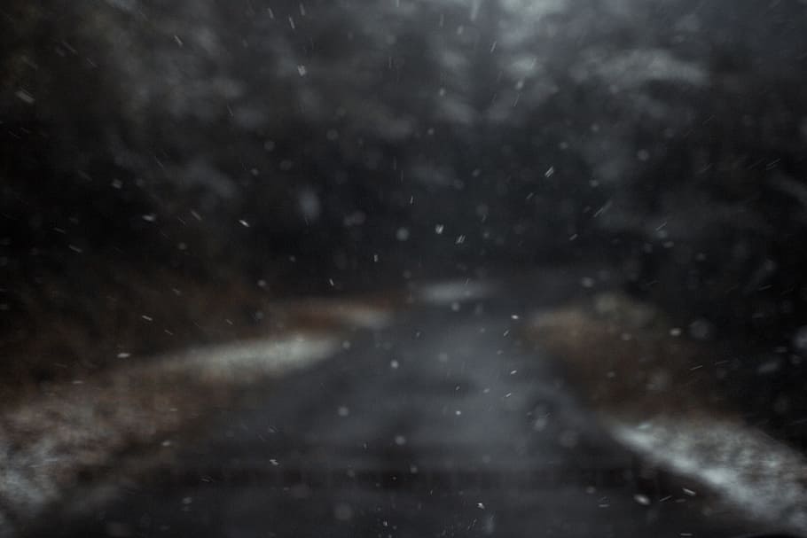 bokeh, blur, background, snow, ice, road, dark, photography, HD wallpaper