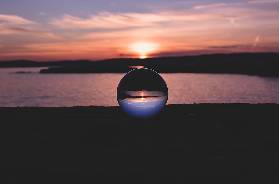 Silhouette Photography of Ball, backlit, beach, clouds, crystal HD wallpaper