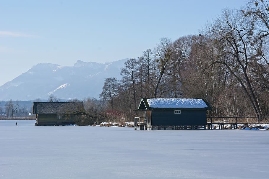 landscape, upper bavaria, chiemsee, winter, lake, ice, nature HD wallpaper
