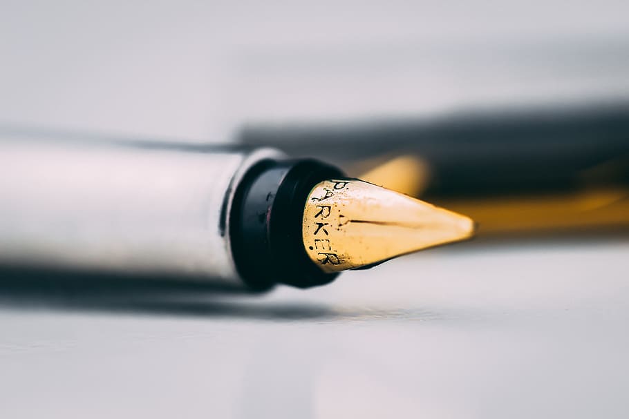 Selective Focus Photography of Fountain Pen on White Surface, HD wallpaper
