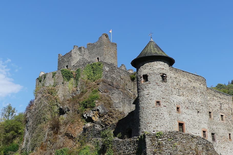 castle, eifel, manderscheid, low castle, middle ages, stones HD wallpaper