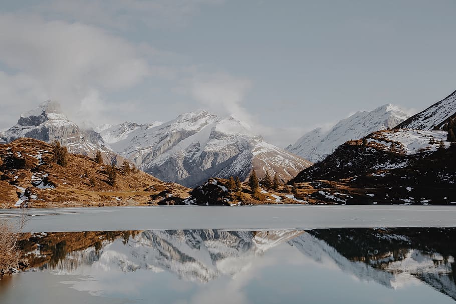 mountain, highland, cloud, sky, landscape, nature, lake, water HD wallpaper
