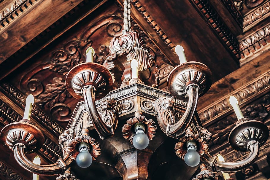 Lit White Uplight Chandelier, ancient, antique, architecture HD wallpaper
