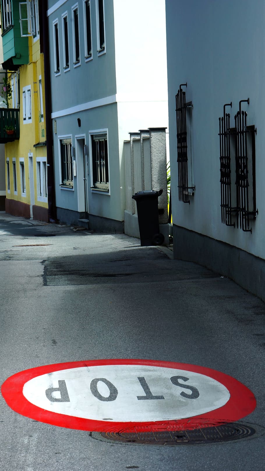 STOP signage, building, austria, schladming, road, bin, city HD wallpaper