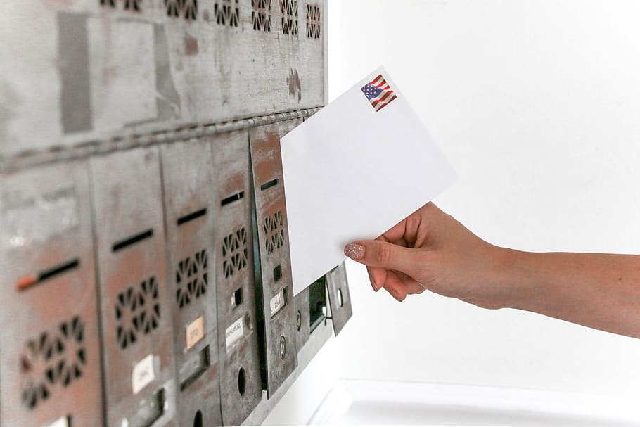 Person Holding White Envelope, American flag, boxes, close-up HD wallpaper