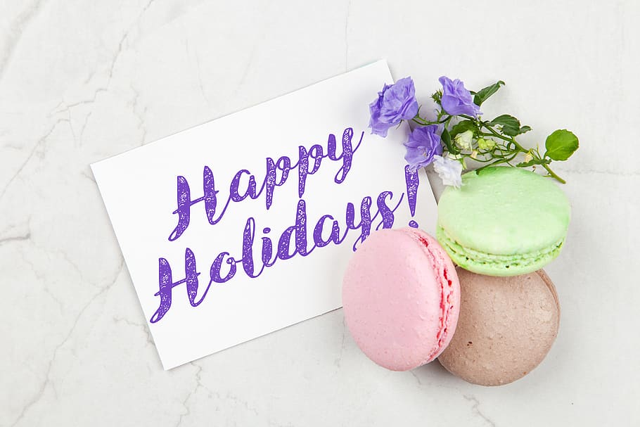 Macaroons on Table, bloom, blooming, blossom, bright, card, close-up HD wallpaper