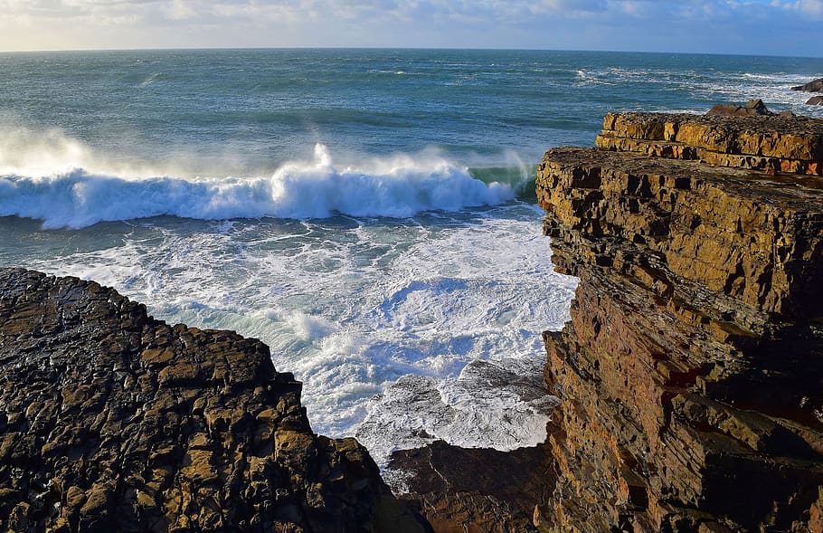 sea, nature, ireland, west coast, wave, rock, water, beach, HD wallpaper