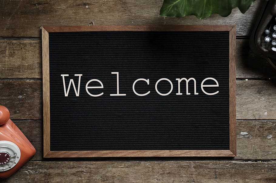 Brown And Black Welcome Bulletin Board, blackboard, frame, greeting HD wallpaper