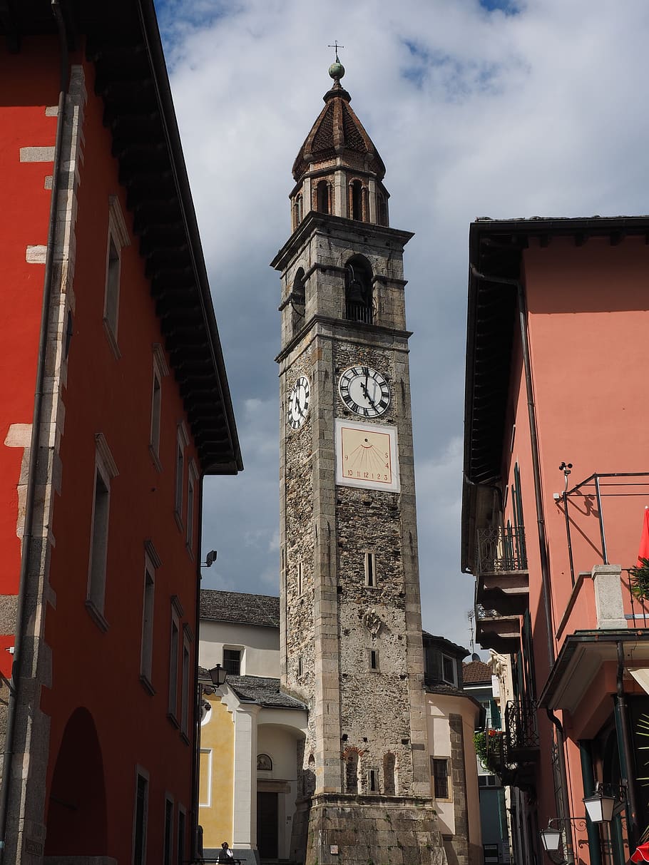 steeple, church, tower, ascona, santi pietro e paolo, architecture, HD wallpaper