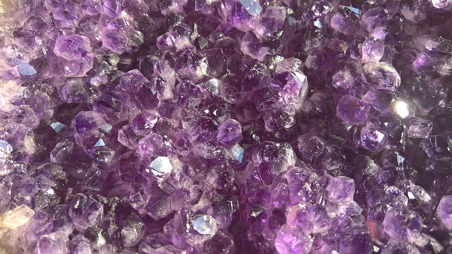 amethyst, minerals, semi precious stone, violet, dark purple, HD wallpaper